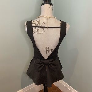 Ya Los Angeles Black Bow-Back Jacquard Peplum, S